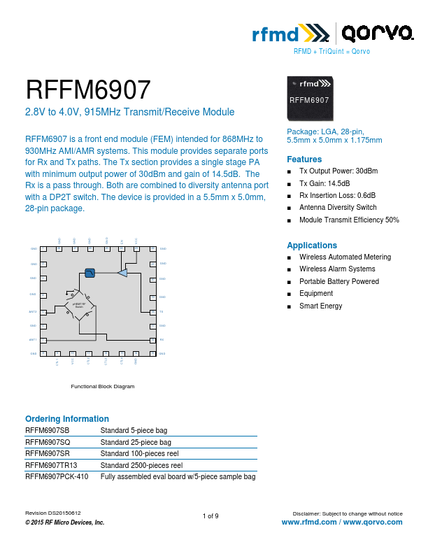 RFFM6907 RF Micro Devices