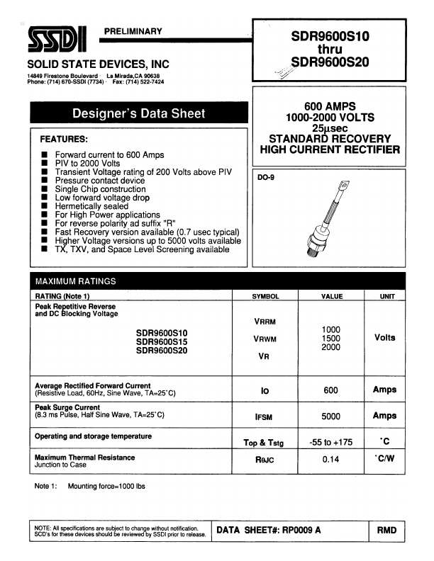 <?=SDR9600S10?> डेटा पत्रक पीडीएफ