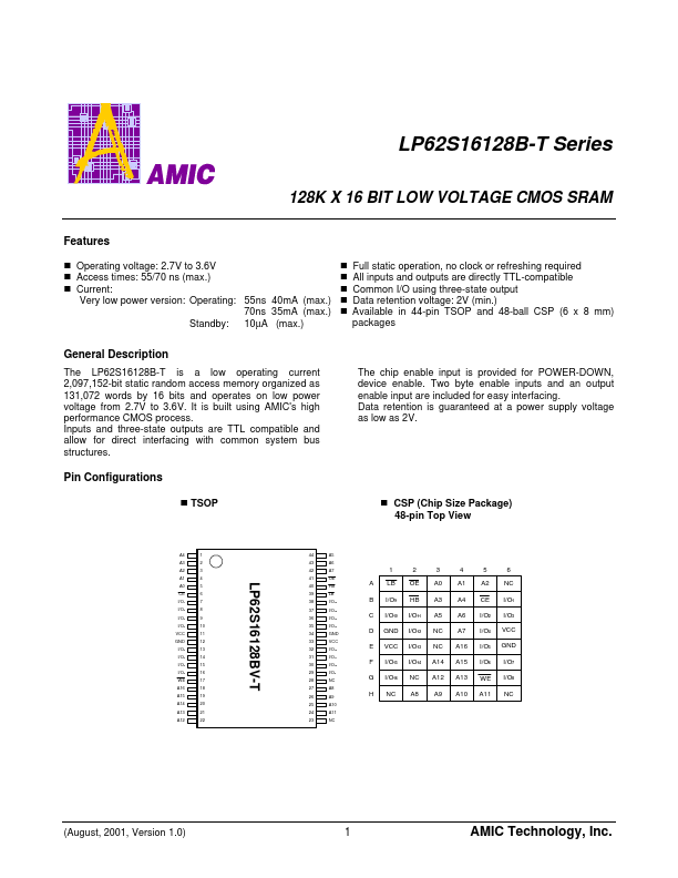 LP62S16128B-T AMIC Technology