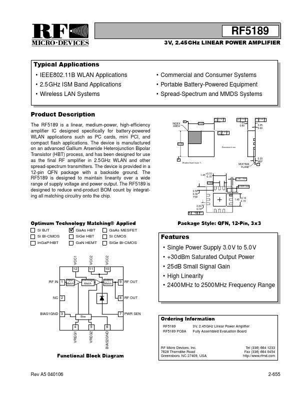 RF5189 RF Micro Devices