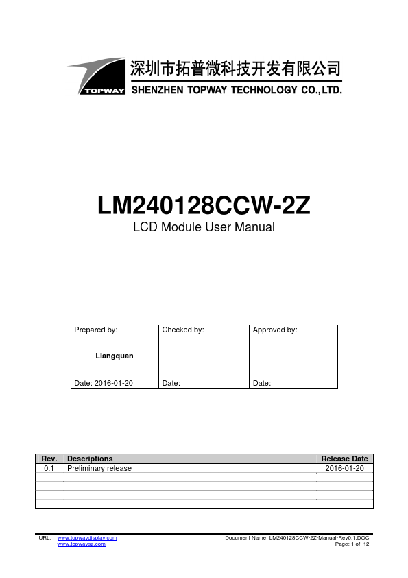 LM240128CCW-2Z TOPWAY