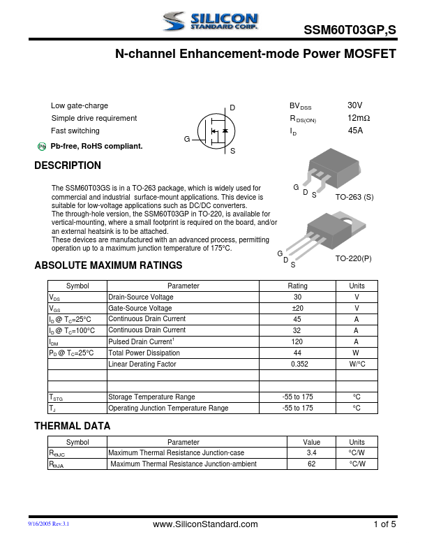 SSM60T03GS Silicon Standard