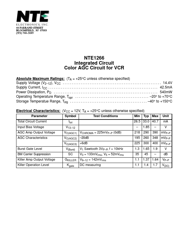 NTE1266 NTE