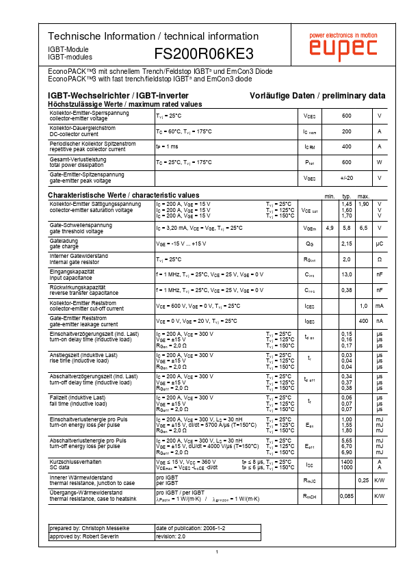 <?=FS200R06KE3?> डेटा पत्रक पीडीएफ