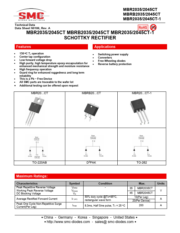 MBRB2035CT SANGDEST MICROELECTRONICS