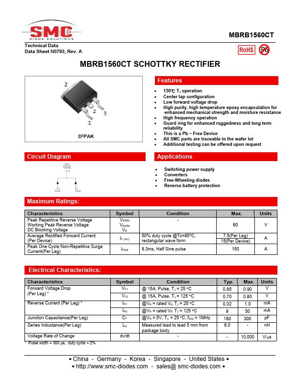 MBRB1560CT SMC-DIODE