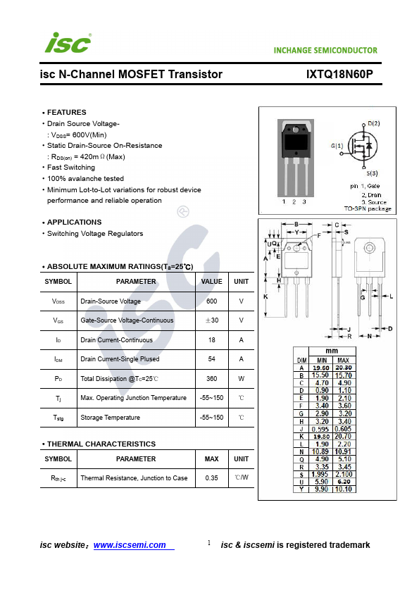 IXTQ18N60P