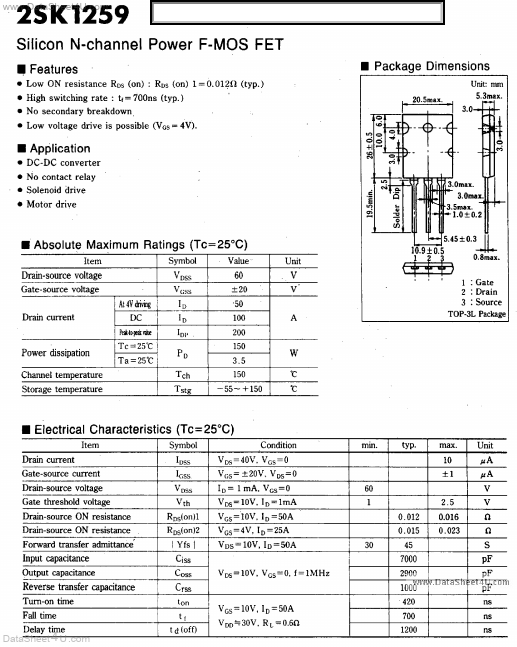 2SK1259 Panasonic Semiconductor