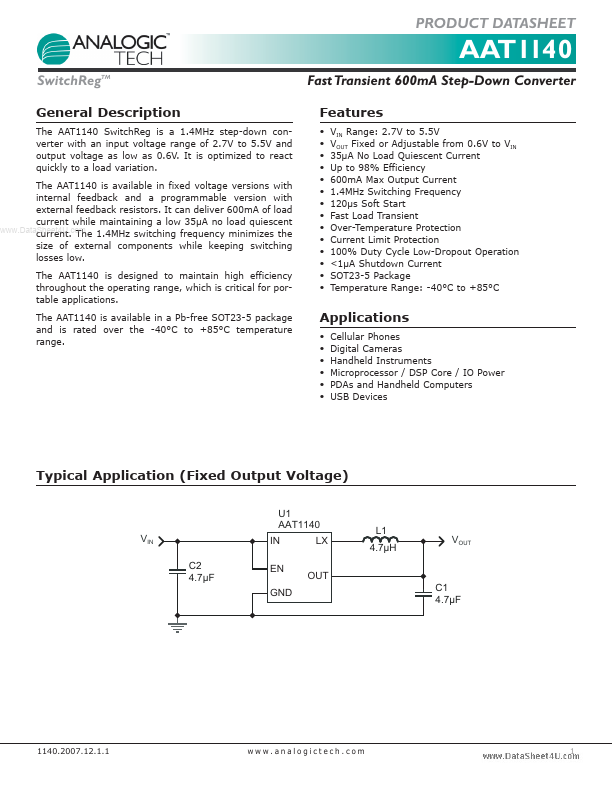 AAT1140 Advanced Analog Technology