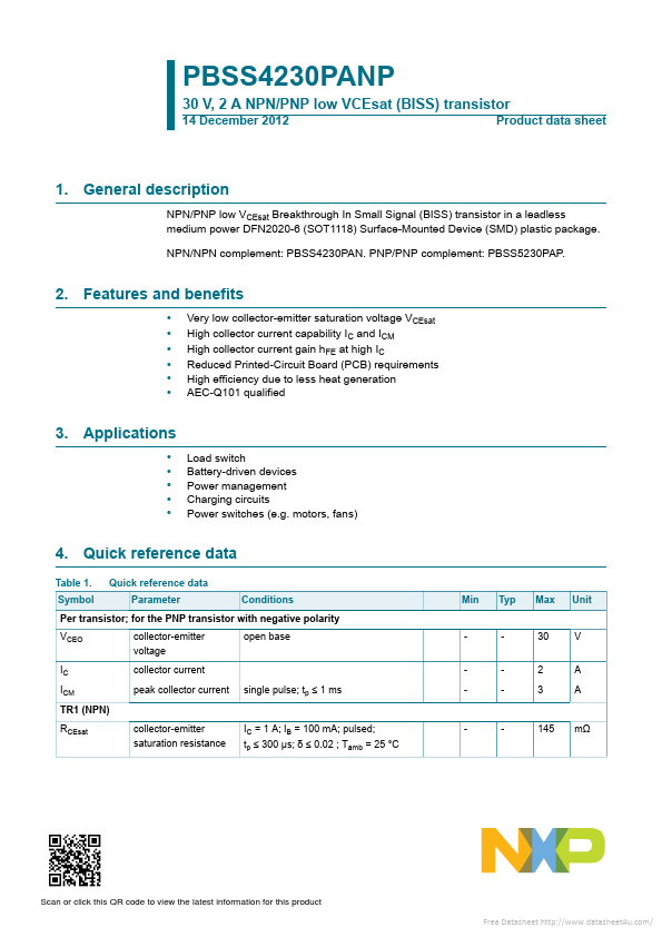 PBSS4230PANP NXP