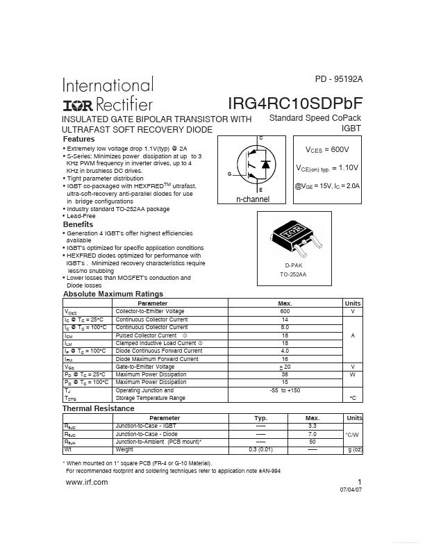 IRG4RC10SDPBF International Rectifier