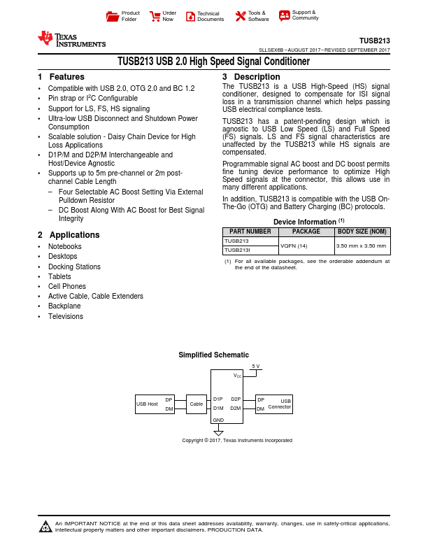 <?=TUSB213?> डेटा पत्रक पीडीएफ