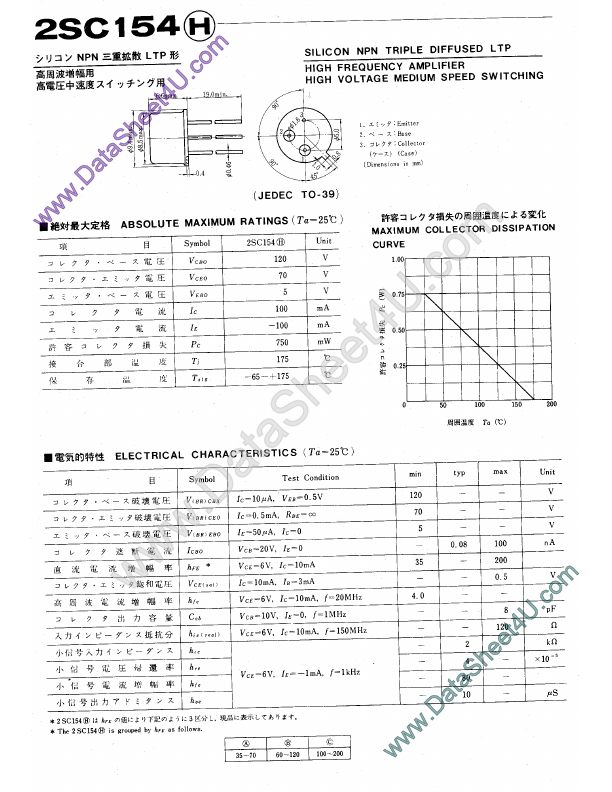 <?=2SC154?> डेटा पत्रक पीडीएफ