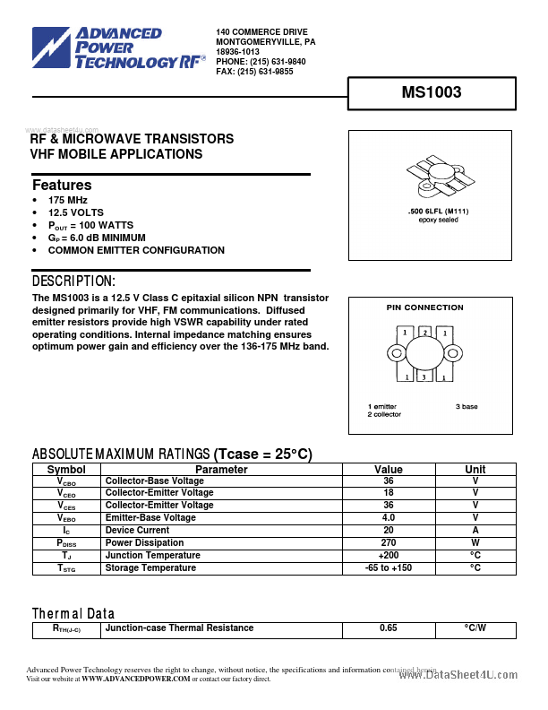 MS1003 Advanced Power Technology