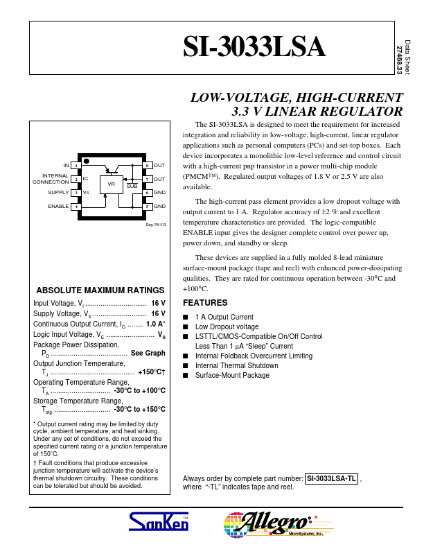 <?=SI-3033LSA?> डेटा पत्रक पीडीएफ