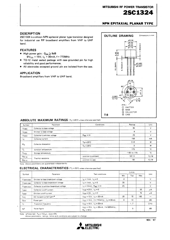 2SC1324 Mitsubishi Electric Semiconductor
