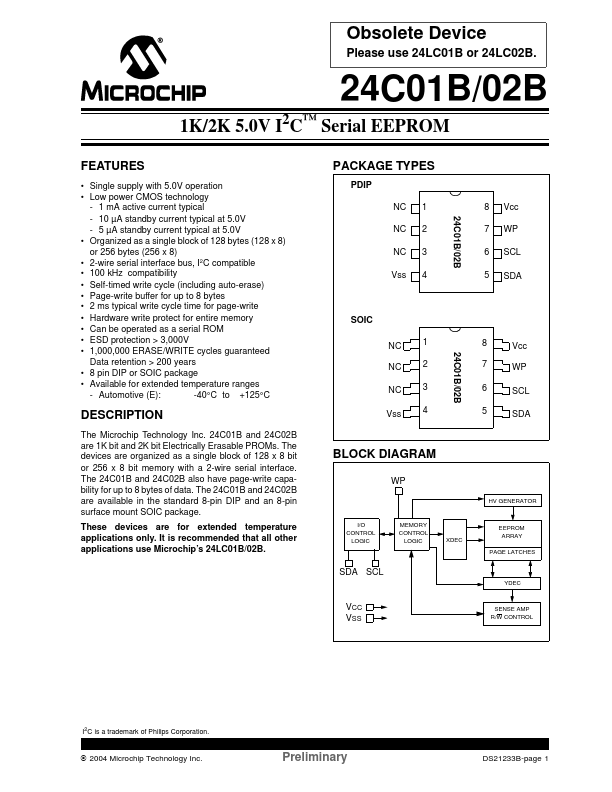24C01B MicrochipTechnology