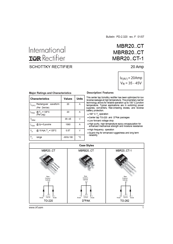 MBRB2045CT International Rectifier