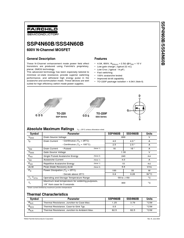 SSP4N60B Fairchild Semiconductor