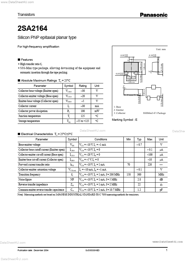 <?=2SA2164?> डेटा पत्रक पीडीएफ