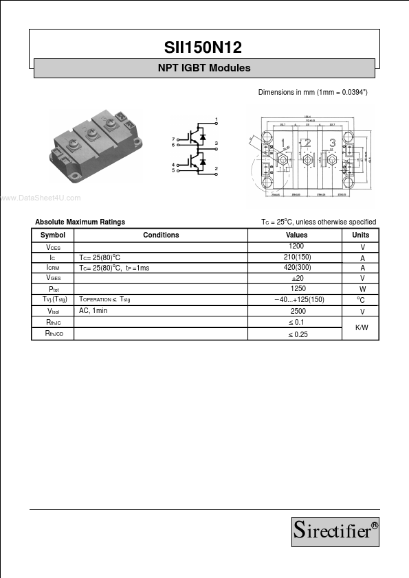 SII150N12 Sirectifier Semiconductors