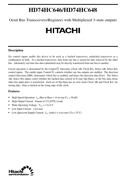 HD74HC646 Hitachi Semiconductor