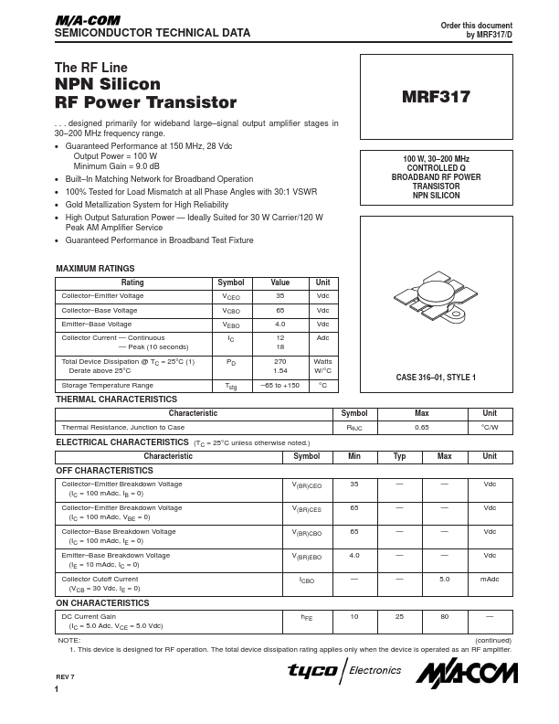 <?=MRF317?> डेटा पत्रक पीडीएफ