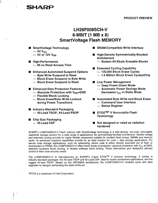 LH28F008SCH-V Sharp Electrionic Components