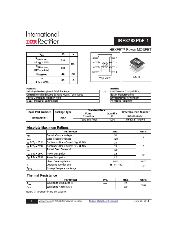 <?=IRF8788PBF-1?> डेटा पत्रक पीडीएफ