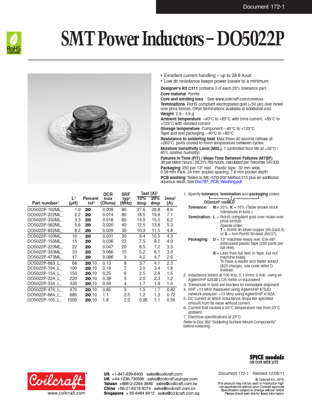 DO5022P-474KLD Coilcraft