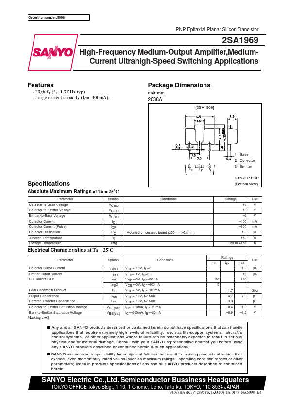 2SA1969 Sanyo Semicon Device