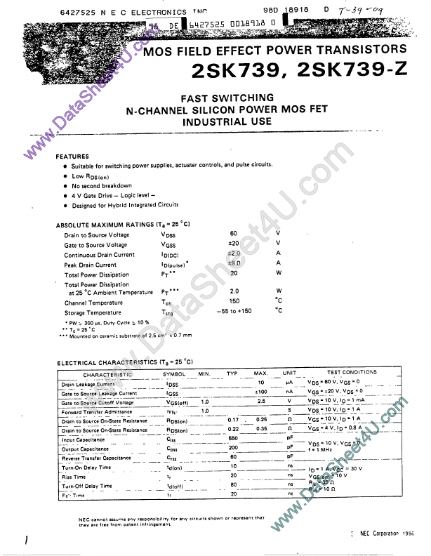 <?=K739?> डेटा पत्रक पीडीएफ