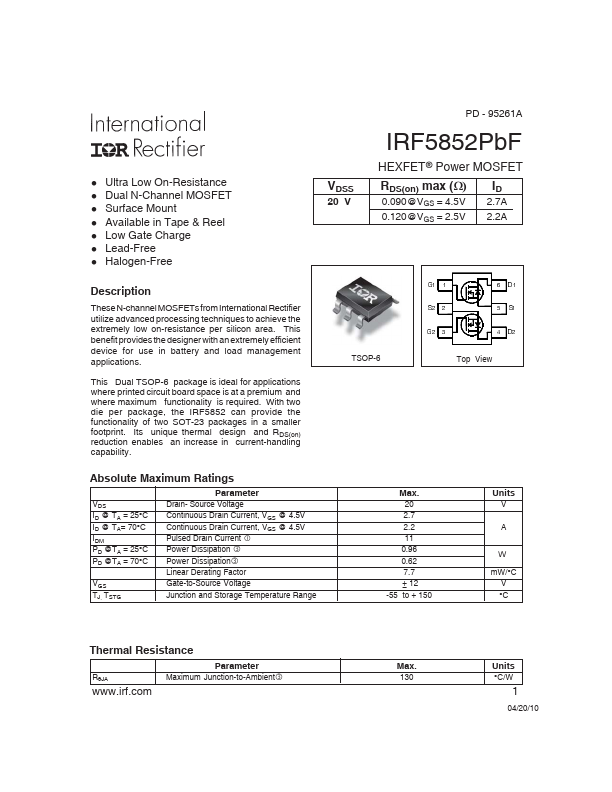 IRF5852PbF International Rectifier