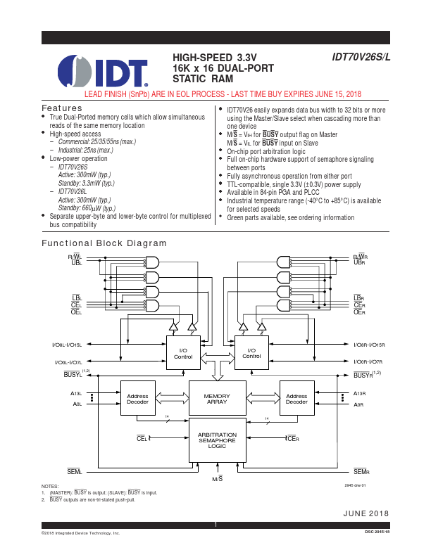 IDT70V26L Integrated Device Technology