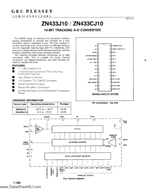 ZN433J10 GEC Plessey Semiconductors