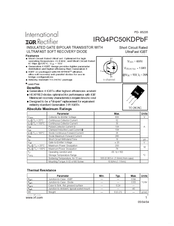 IRG4PC50KDPBF International Rectifier