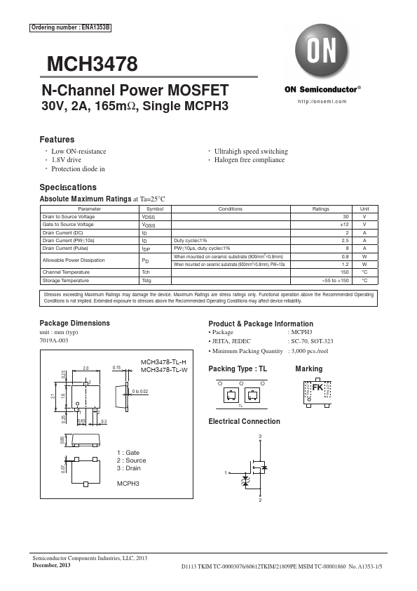 MCH3478 ON Semiconductor