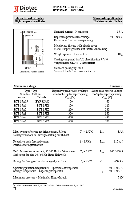 BYP35A6 Diotec Semiconductor