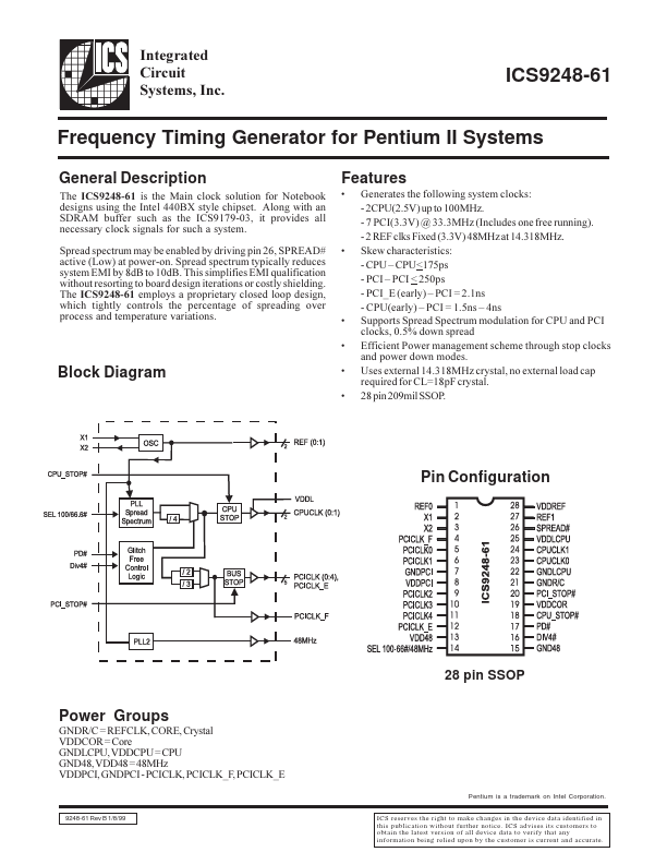 ICS9248-61 Integrated Circuit Systems