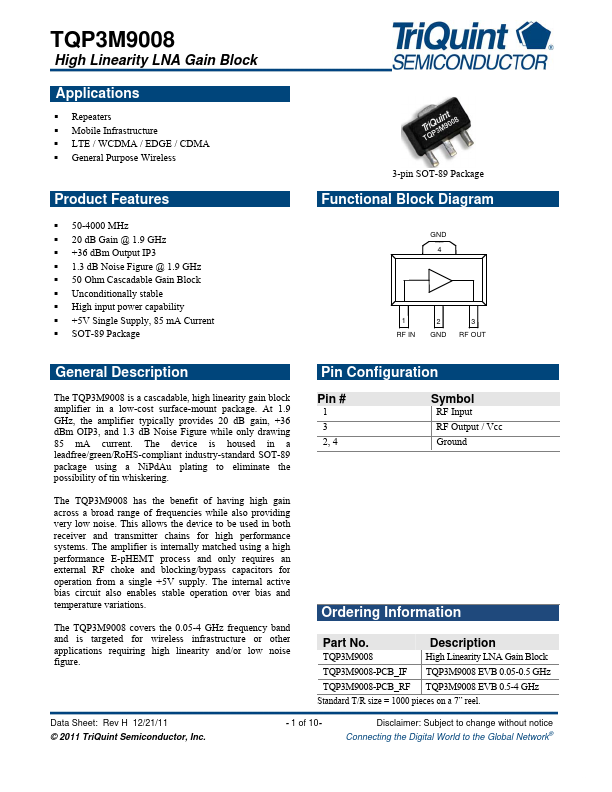 TQP3M9008 TriQuint Semiconductor