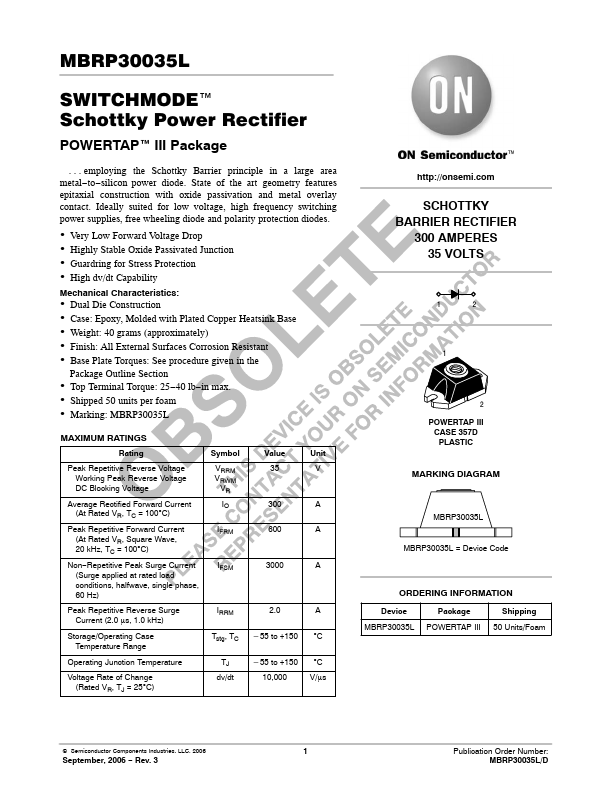 MBRP30035L ON Semiconductor