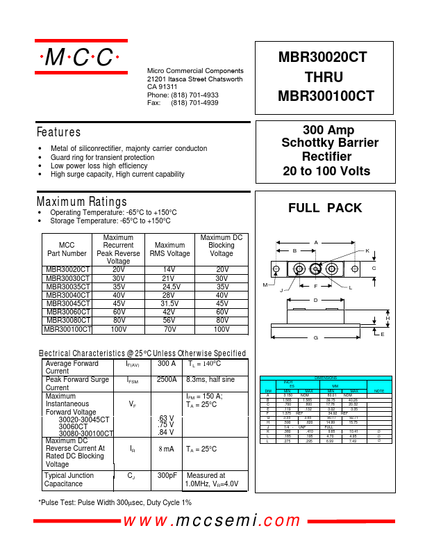 MBR300100CT Micro Commercial Components