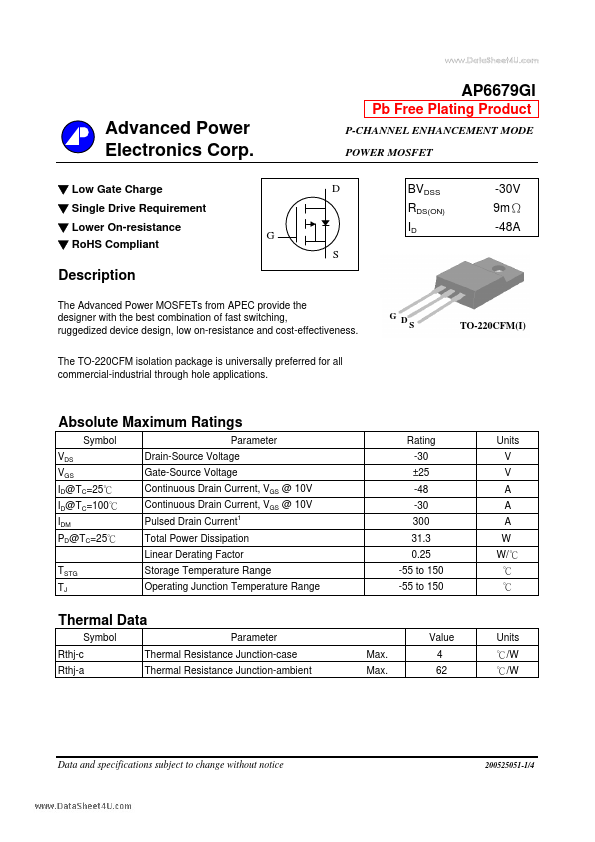 AP6679GI Advanced Power Electronics