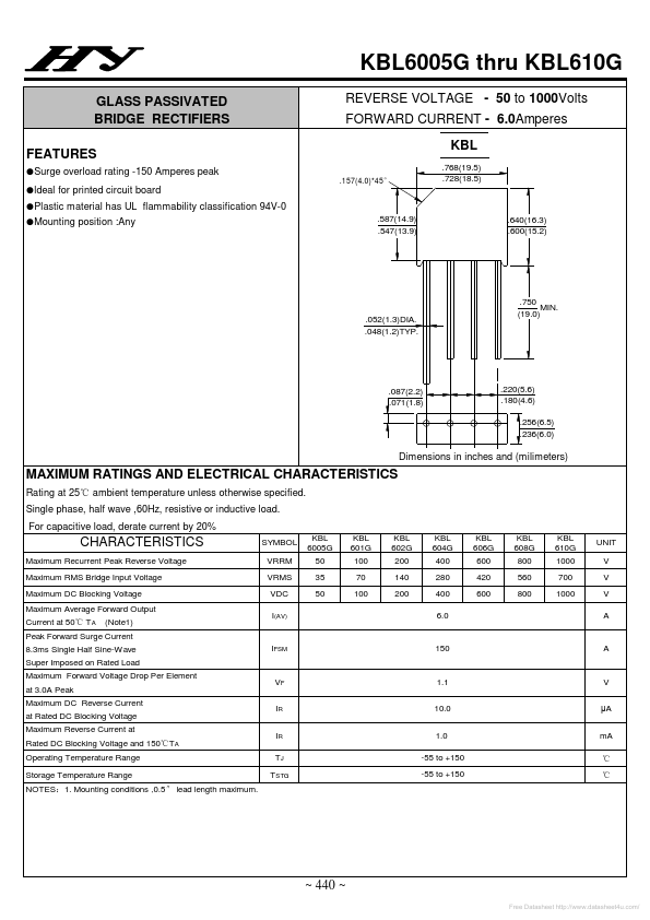 KBL6005G HY ELECTRONIC