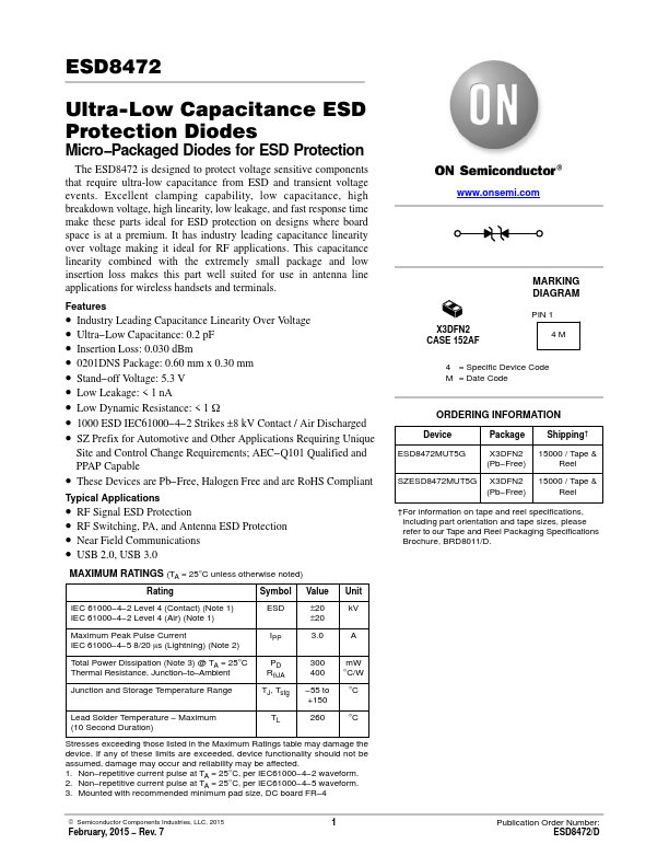 ESD8472MUT5G ON Semiconductor