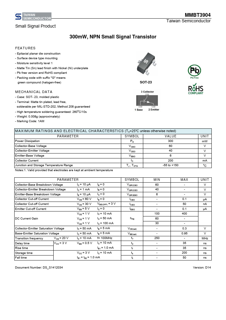 MMBT3904 Taiwan Semiconductor