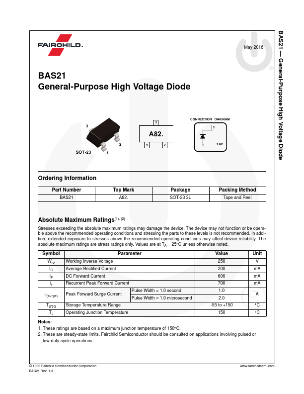 BAS21 Datasheet - General-Purpose High Voltage Diode
