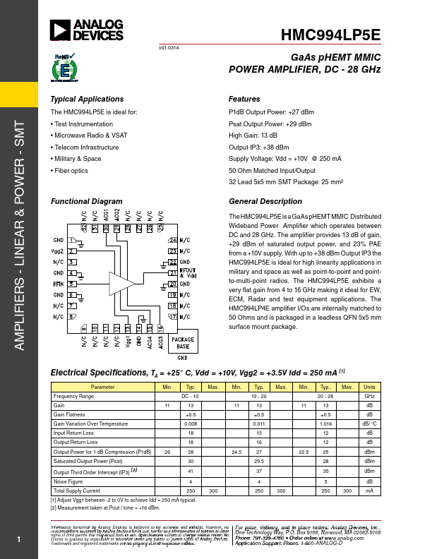 HMC994LP5E Analog Devices