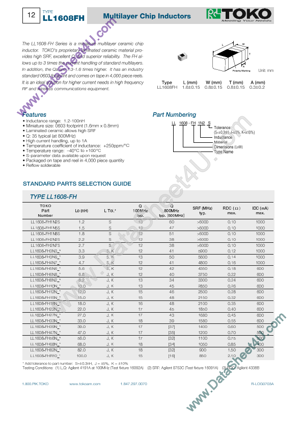 <?=LL1608-FHxx?> डेटा पत्रक पीडीएफ