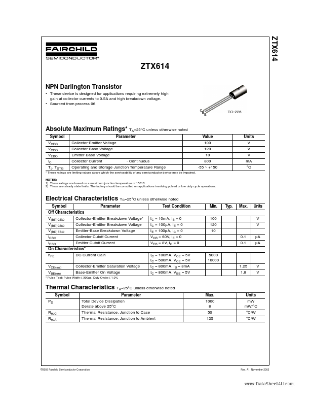 ZTX614 Fairchild Semiconductor